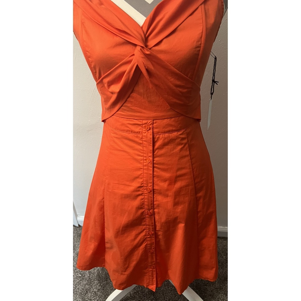 Astr The Label Orange Off Shoulder Poplin Dress Women's Size Small NWT - Picture 3 of 8